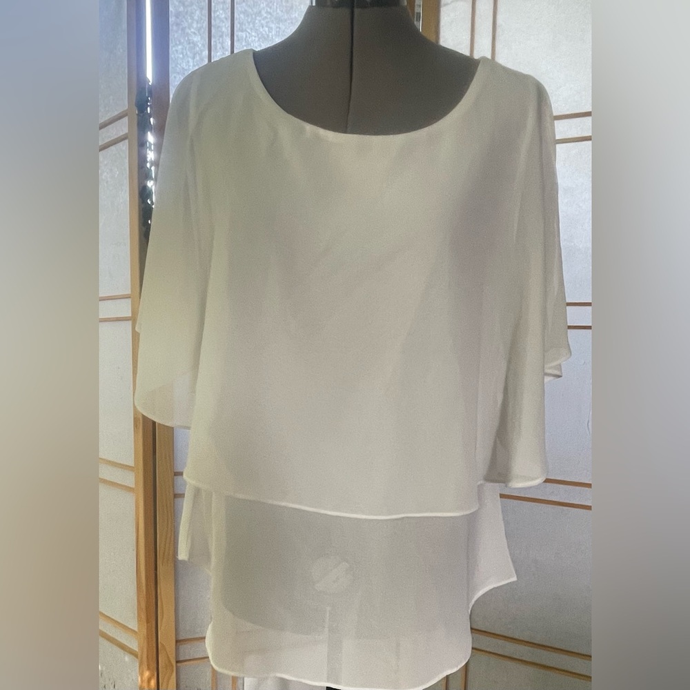 Layered Ivory Blouse - Soft Draped Top